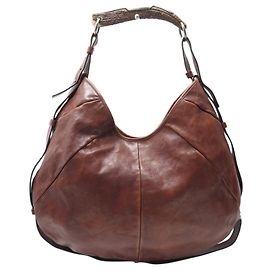 YVES SAINT LAURENT MOMBASA HANDBAG BROWN LEATHER TOM FORD HORN Brown