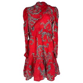 Sandro Mini-Kleid mit drapiertem Ausschnitt mit Print aus roter Viskose Rot