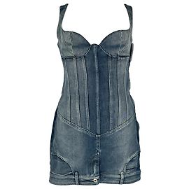 Off White Abito in denim Upside Down Off-White in cotone blu Blu Blu chiaro