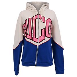 Sweat à capuche zippé Gucci Game Logo en jersey feutré en coton multicolore Multicolore