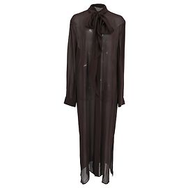 Autre Marque Vestido Maxi com Laço no Pescoço Saint Laurent em seda castanha Marrom Vermelho