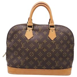 Louis Vuitton Monogram Canvas Alma PM Handtasche aus braunem Leder Braun Rot