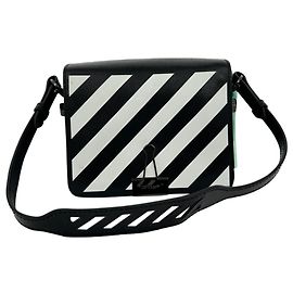 Off White Off-White Strip Mini Binder Clip in Black Saffiano Leather Black