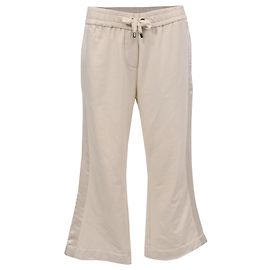Brunello Cucinelli Draswtring Flared Sweatpants in Cream Cotton White Cream