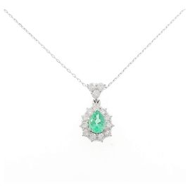 Autre Marque Collier Émeraude Pt900 K18WG Vert