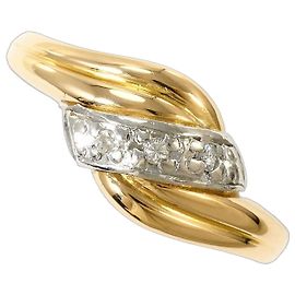 Autre Marque Platinum and Yellow Gold Band Ring with Diamond Golden Other
