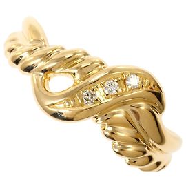Autre Marque Bague alliance en or jaune 18K avec diamant Doré
