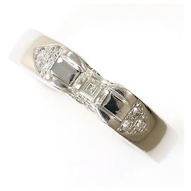 Autre Marque Platinum Band Ring with Diamond Other