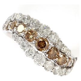 Autre Marque Bague anneau en or blanc 18K avec diamant brun Marron Doré