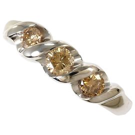 Autre Marque Bague alliance en or blanc 18K avec diamant brun Marron Doré