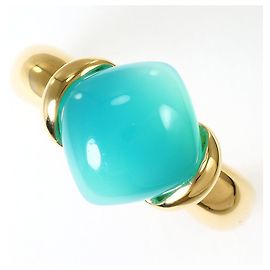 Autre Marque Anello a fascia in oro giallo 18K con calcedonio D'oro