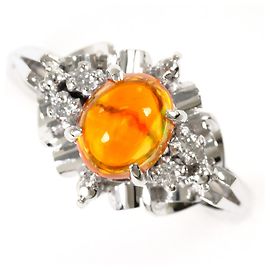 Autre Marque PT900 Platinring mit Feueropal und Diamant Andere
