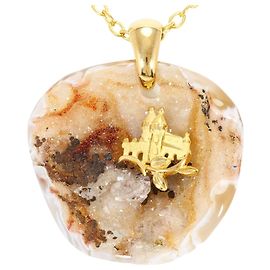 Autre Marque Collana in oro giallo 18K con design a carta in agata D'oro