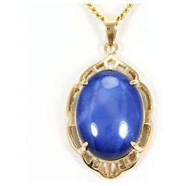 Autre Marque Colar em ouro amarelo com safira estrelada sintética Dourado