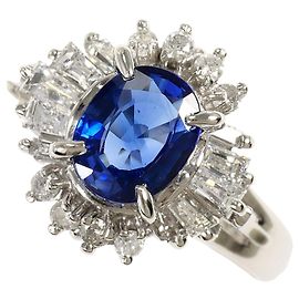 Autre Marque Platinum Band Ring with Sapphire and Diamond Other