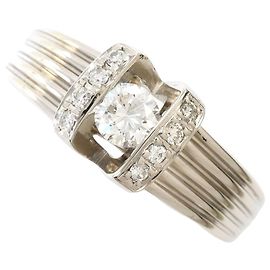 Autre Marque PT900 Platinum Band Ring with Diamond Other