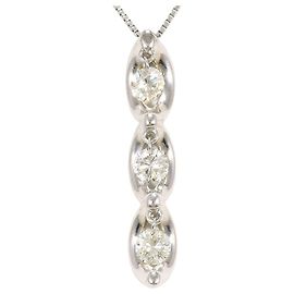 Autre Marque Colar de Ouro Branco 18K e Diamantes Dourado