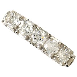 Autre Marque Platinum Band Ring with Diamond Other
