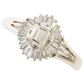 Autre Marque Platinum Band Ring with Diamonds Other