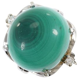 Autre Marque Anel aliança de platina com diamante e malaquita Outro