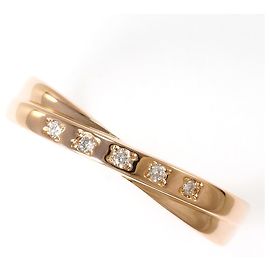Autre Marque Anel aliança em ouro rosa 14K com diamante Dourado