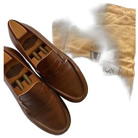 J.M. Weston brown leather loafers Brown