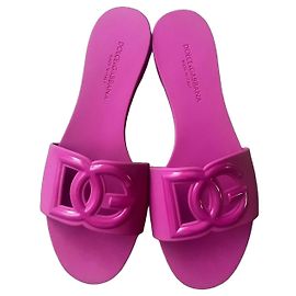 Dolce & Gabbana Sandalias Planas de Goma Rosa Rosa