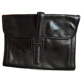 Pochette Hermès in pelle nera Nero