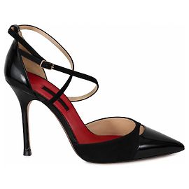 Escarpins Carolina Herrera cuir verni et daim noirs Noir