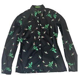 Cacharel schwarzes Hemd mit Blumenprint Schwarz Pink Grün