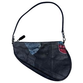 Christian Dior Sac Saddle Denim Patchwork Bleu Autre