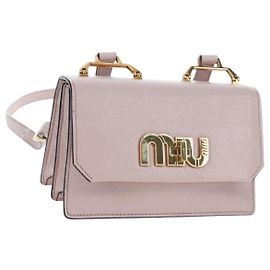 Sac à épaule Miu Miu Cuir Rose Or 5BH087 Auth 207201M Rose Doré