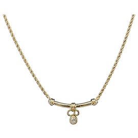 Collier Christian Dior CD Stone métal Gold Auth 205476 Doré