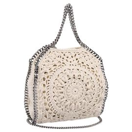 Stella Mc Cartney Stella McCartney Borsa a tracolla con catena Falabella Knit 2way Ivory Auth 200538V Argento Crudo