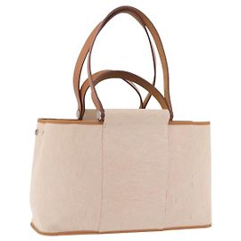 Hermès HERMES Kabak Elan PM Handtasche Canvas Beige Silver Auth 206603V Silber Beige