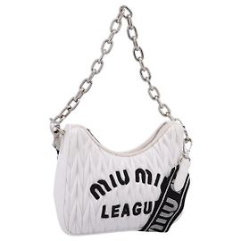 Miu Miu Handtasche Leder 2way Weiß Silber Auth 167717SAM Silber Weiß
