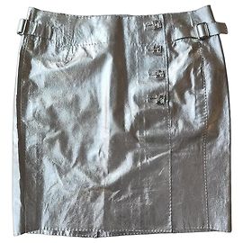 Louis Vuitton silberner Leder-Minirock Silber