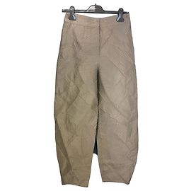Pantalones Emporio Armani beige con estampado de hojas Beige