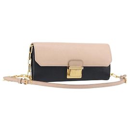 Carteira de Ombro com Corrente Miu Miu Couro Ouro Rosa Auth BA16081A Rosa Dourado