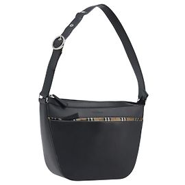 Bolsa de Ombro BURBERRY Couro Preto Prata Auth 206802 Preto Prata