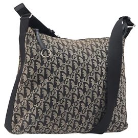 Sac à épaule Christian Dior Trotter Canvas Noir Argent Auth 207429 Noir Argenté