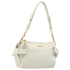 Sac à main Miu Miu en cuir blanc et or Auth hk4200V Blanc Doré