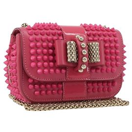 Bolsa de Ombro com Corrente Christian Louboutin em Couro Pink Gold Auth 206890A Rosa Dourado