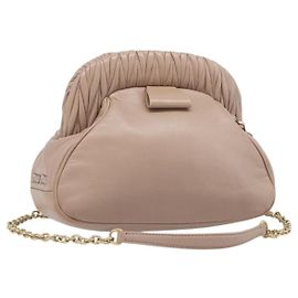 Bolsa de Ombro Miu Miu Matelassé com Corrente em Couro Pink Gold Auth 206324M Rosa Dourado