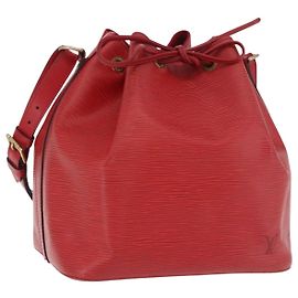 LOUIS VUITTON Bolsa de Ombro Petit Noe Epi Vermelha M44107 LV Auth 206418A Vermelho