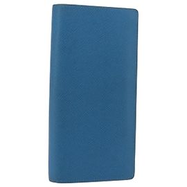 LOUIS VUITTON Taiga Brazza Portefeuille Long Wallet Blue M32815 LV Auth 206439A Azul