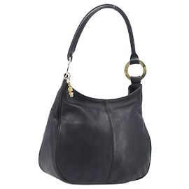 MCM Schultertasche Leder Schwarz Gold Authentisch 207521 Schwarz Golden
