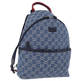 GUCCI Backpack Denim Blue Silver 782708 Auth mr2942V Silvery Blue
