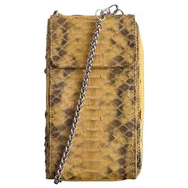 Autre Marque Cartera Sista Amarilla de Cuero Exótico Amarillo