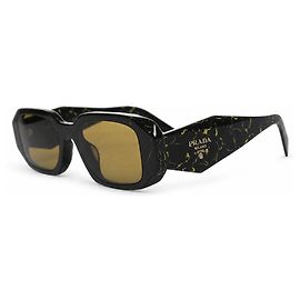 Prada, óculos de sol SPR 17W-F com estampa de mármore Preto Amarelo